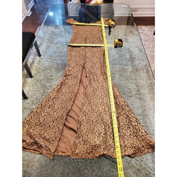 Goodtime USA Brown Polyester Sweetheart Neck Short Sleeve Formal Maxi Dress S - Picture 10 of 12